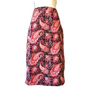 Talbots Women's Pencil Skirt Paisley Red Lined Office Siren Corpcore Size 12 New
